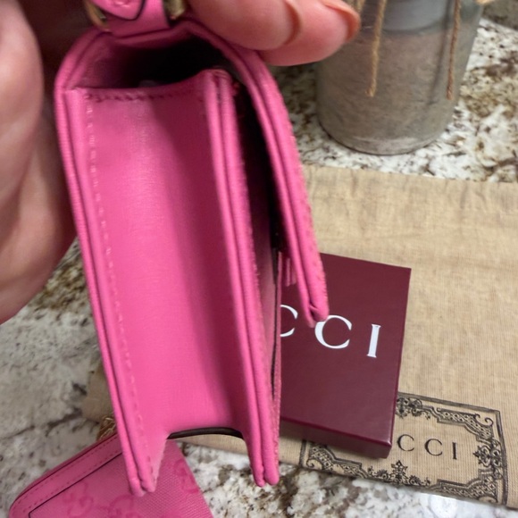 NWT Pink Gucci Luce Leather and Canvas Bag And Wallet - Picture 9 of 13
